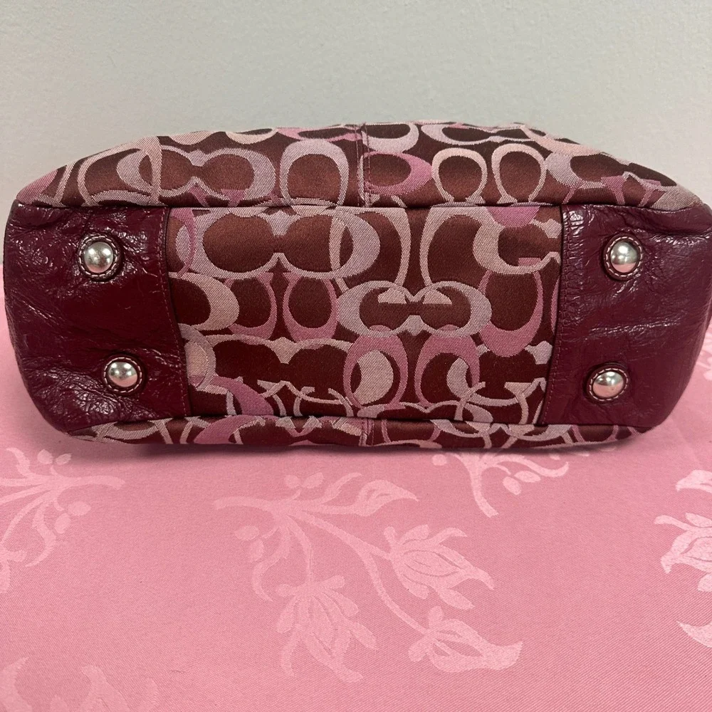 Vintage Coach Gallery Signature East West Tote Burgundy Patent Leather F13762 - Picture 7 of 16